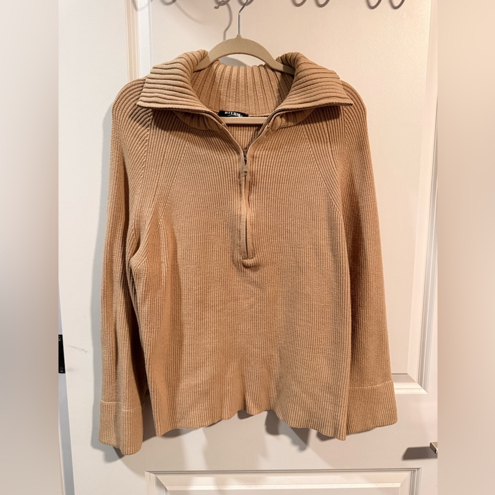 Tan Ribbed Turtleneck Sweater